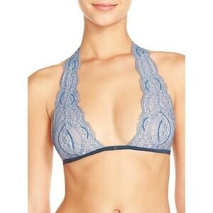 Free people Get down lacey blue bralette sapphire Women's size small halter
